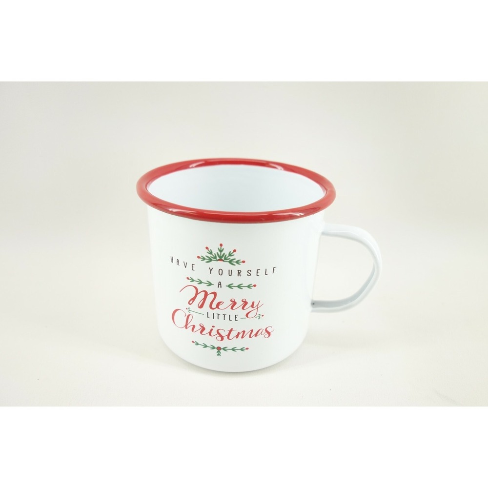 ROBERT STANLEY‎ Camping Tin Metal Coffee Mug Enameled Merry Little Christmas